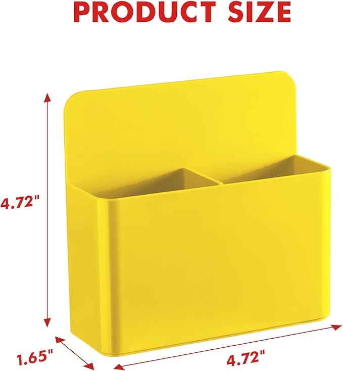 BEYGORM 2 Pack Plastics Magnetic Pen Holder for Refrigerator, Dry Erase Marker Holder for Whiteboard,Magnet School Locker Organizer Accessories, Pencil Cup, Pen Caddy, Classroom Organization(Yellow)