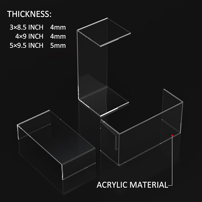 8.5x9x9.5 Inch Acrylic Risers Display Stands 3pcs, Rectangular Display Risers 3 Steps, Clear Acrylic Stand for Brand Store, Retails