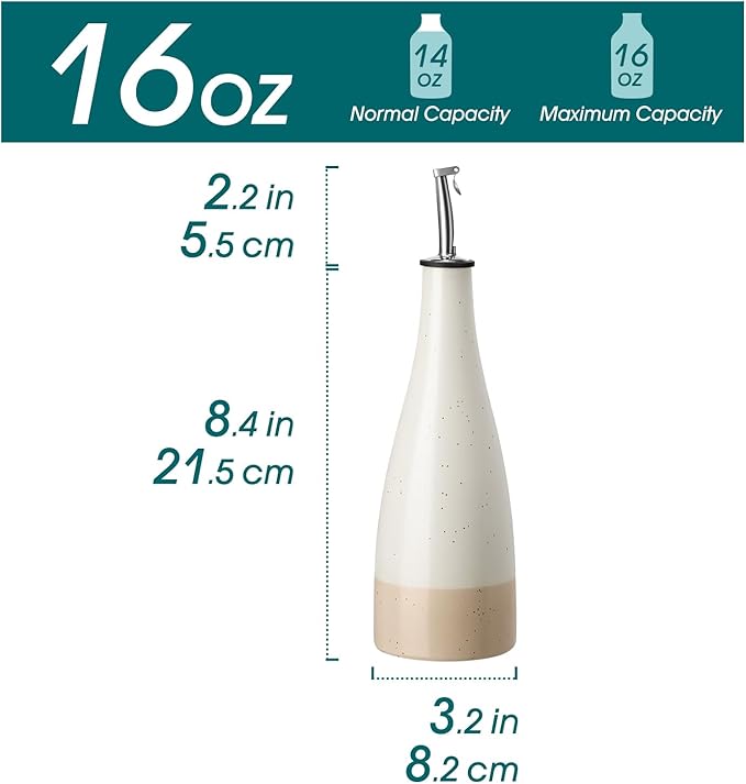vancasso 16 Oz Ceramic Olive Oil Dispenser Bottle, Bottle Dispenser with Spout and Funnel for Kitchen,Suitable for Oil, Vinegar, Coffee Syrups & Other Liquids,Cream