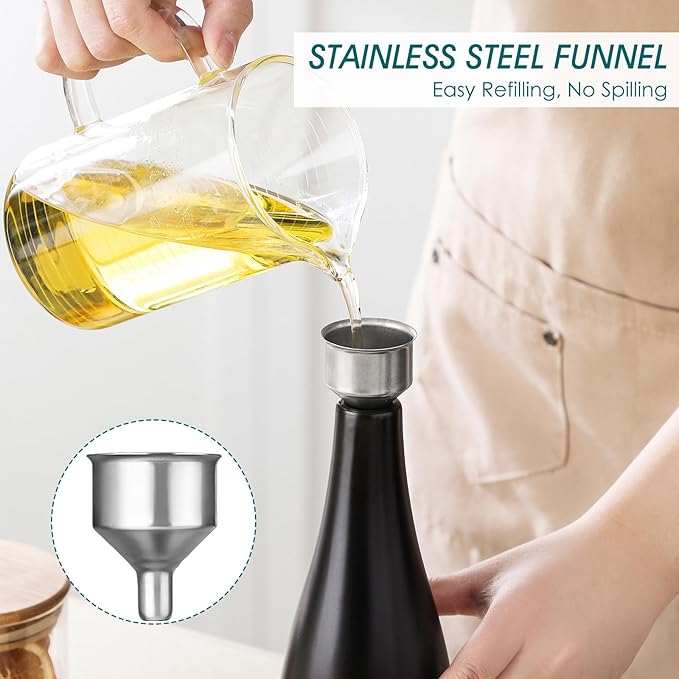 vancasso 16 Oz Ceramic Olive Oil Dispenser Bottle, Bottle Dispenser with Spout and Funnel for Kitchen,Suitable for Oil, Vinegar, Coffee Syrups & Other Liquids,BK