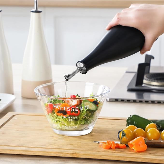 vancasso 16 Oz Ceramic Olive Oil Dispenser Bottle, Bottle Dispenser with Spout and Funnel for Kitchen,Suitable for Oil, Vinegar, Coffee Syrups & Other Liquids,BK