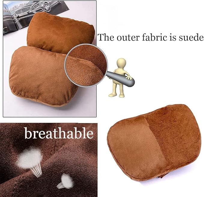 2Pcs Car Neck Pillows for headrests,for Travel Interior Accessories and Suede Support Head Pillows,Balance Neck Pillow Designed to Relieve Neck Pain and Muscle Tension.(Beige)
