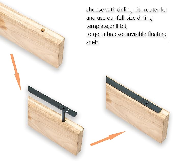 69 inches, Heavy-Duty Floating Shelf Bracket, Hidden Shelf Bracket for Fireplace Shelves, Installed on Studs, max Load of 210 pounds, Hidden Bracket for Shelves, 69 inches, (with Ease kit)
